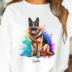 German Shepherd Dog Lover Shirt, Custom German Shepherd Sweatshirt, GSD Dog Owner Gift, Pet Art for Dog Moms and Dads, Gift for Her or Him