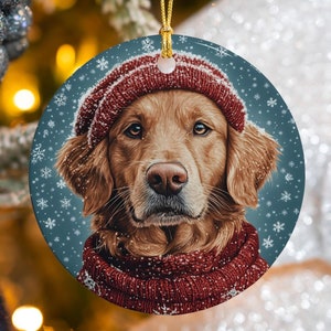 Golden Retriever Christmas Ornament: Cute Holiday Dog Decor, Festive Pet Lover Gift for Her or Him