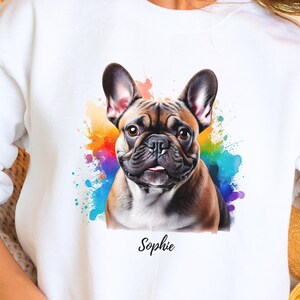 French Bulldog Shirt, Custom Bulldog Sweatshirt, Personalized Fawn Frenchie Dog Art, Dog Lover Gift for Her or Him, Dog Mom or Dad Gift