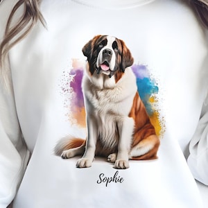 Saint Bernard Sweatshirt, Custom Dog Shirt, Personalized Saint Bernard Gift, Dog Lover Art, St Bernard Dog Mom or Dad Gift for Her or Him
