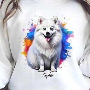 American Eskimo Dog Gift, Custom Dog Shirt, Personalized Dog Sweatshirt, Fluffy White Eskie Dog Art – Eskimo Dog Mom Gift, Dog Lover Gift
