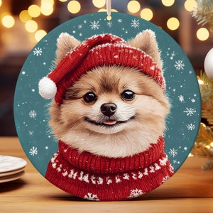 Pommern Ornament, niedliche Hund Weihnachtsdekoration, entzückendes Pommern Geschenk für Sie und Ihn, Geschenk für Pom Dog Mama und Papa oder Tierliebhaber
