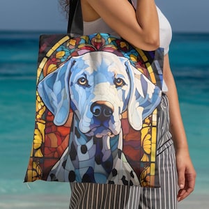 Dalmatian Dog Tote Bag - Stained Glass Dog Art, Dog Owner Gift, Dog Lover Gifts, Dog Mom Gift, Dalmatian Gift for Her, Mothers Day, Birthday