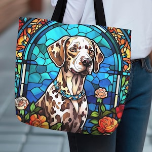Dalmatian Dog Tote Bag - Stained Glass Dog Art, Dog Owner Gift, Dog Lover Gifts, Dog Mom Gift, Dalmatian Gift for Her Birthday, Mothers Day