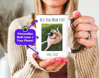 Custom Dog Mug - Personalized Dog Photo, Name & Message, Gift for Dog Lover, Owner, Dog Mom, Dog Dad Coffee Cup, Pet Portrait Memorial Gift