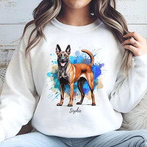 Belgian Malinois Gift, Personalized Dog Lover Shirt, Custom Belgian Malinois Dog Sweatshirt, Shepherd Art Gift for Dog Mom, Dad, Her or Him