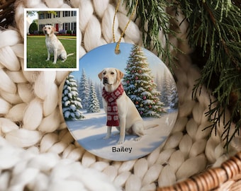 Custom Dog Ornament – Personalized Pet Portrait – Photo to Art - Unique Christmas Keepsake