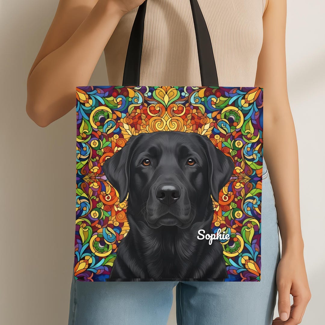 Black Lab Tote Bag, Personalized Labrador Retriever Gift, Dog Mom ...