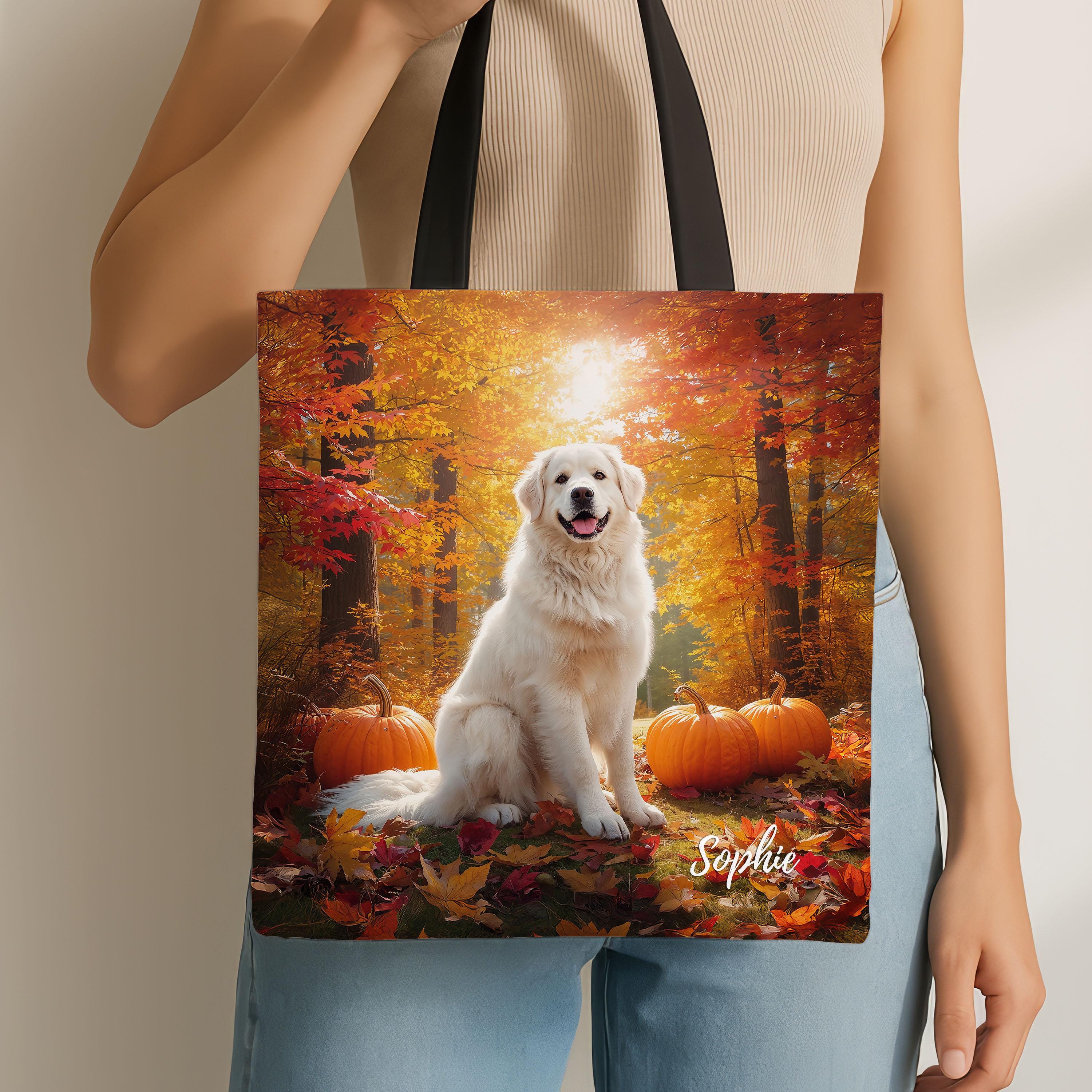 【レア】グレートピレニーズ【美品】 名入れ可能なグレートピレニーズトートバッグ、秋の犬好きママへの