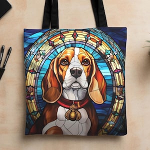 Beagle Dog Tote Bag - Stained Glass Dog Art, Dog Owner Gift, Perfect Dog Lover Gifts, Dog Mom Gift, Beagle Mom Gift for Her Mothers Day