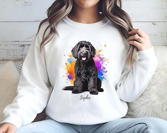 Goldendoodle Gift, Personalized Black Goldendoodle Dog Shirt, Custom Dog Lover Sweatshirt, Doodle Dog Art, Dog Owner Gift for Her or Him