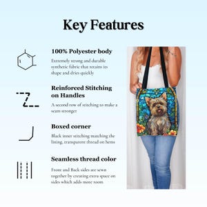 a picture of a woman with a yorkshire terrier yorkie dog on her purse