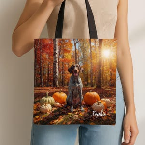 German Shorthaired GSP Personalized Tote, Custom Dog Mom Gift, Fall Pet Purse Handbag
