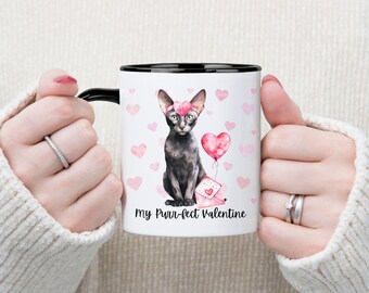 Oriental Shorthair Cat Watercolor Mug, Valentine's Day Gift for Her, Kitten Lover Tea Cup