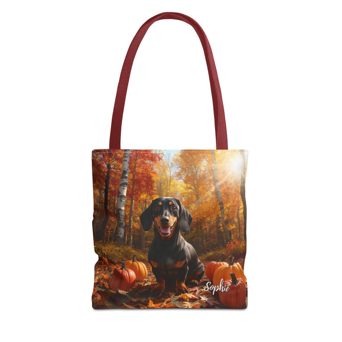 Beige canvas tas met teckelprint – Middelgrote stoffen tas met rits, ideaal voor dagelijks gebruik en een leuk cadeau-idee voor hondenliefhebbers van