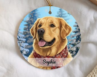 Golden Retriever Ornament, Personalized Dog Christmas Gift, Festive Pet Holiday Keepsake