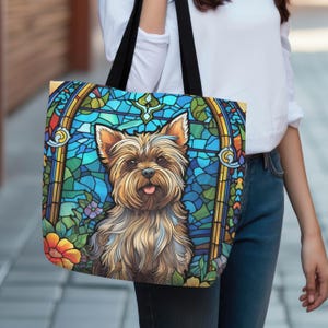 Borsa A Tracolla Yorkshire Terrier: Tote Bag In Cotone Con Ritratto Carino - Regalo Per Amanti Dei Cani - 42x38 Cm