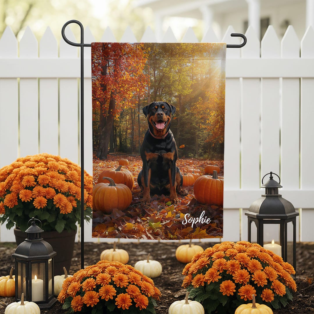 Rottweiler Personalized Garden Flag: Rottie Custom Dog Art Portrait ...