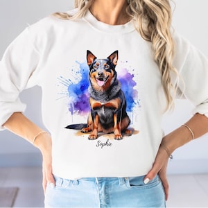 Australian Cattle Dog Gift, Custom Dog Shirt, Personalized Dog Sweatshirt with Blue Heeler Art – Aussie Dog Mom Gift, Dog Lover, Owner Shirt