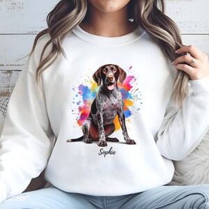 Sweatshirt Duitse kortharige aanwijzer - Gepersonaliseerde SAP-hond moedercadeau, aquarelkunst