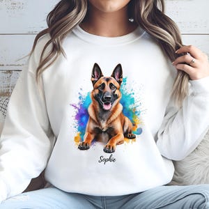 Belgian Malinois Gift, Custom Dog Shirt, Personalized Dog Sweatshirt, Belgian Malinois Dog Art – Dog Mom, Dog Owner Gift for Her or Him