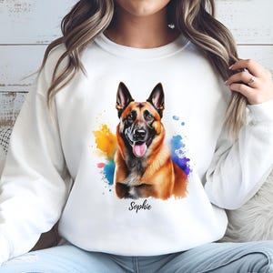 Belgian Malinois Custom Sweatshirt, Personalized Dog Lover Shirt, Belgian Malinois Art, Shepherd Dog Mom Gift for Her, Owner Gift for Him