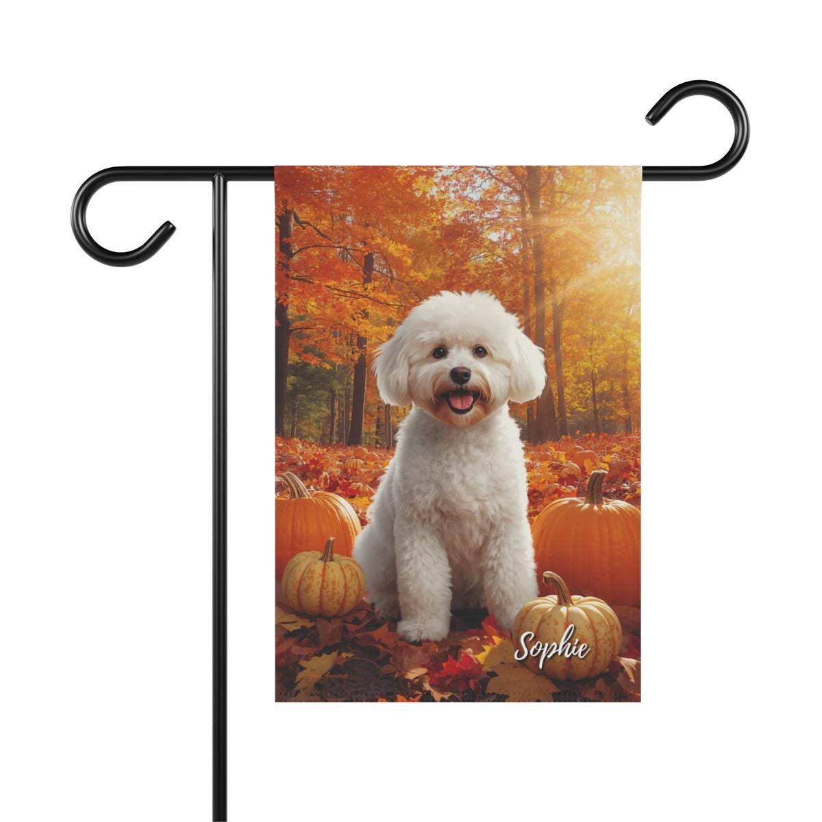 notte stellata Bichon Frise bandiera, poliestere, Multicolor, large