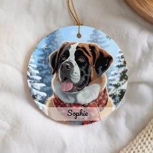 Adorno de San Bernardo, regalo navideño personalizado para perros, recuerdo festivo para mascotas