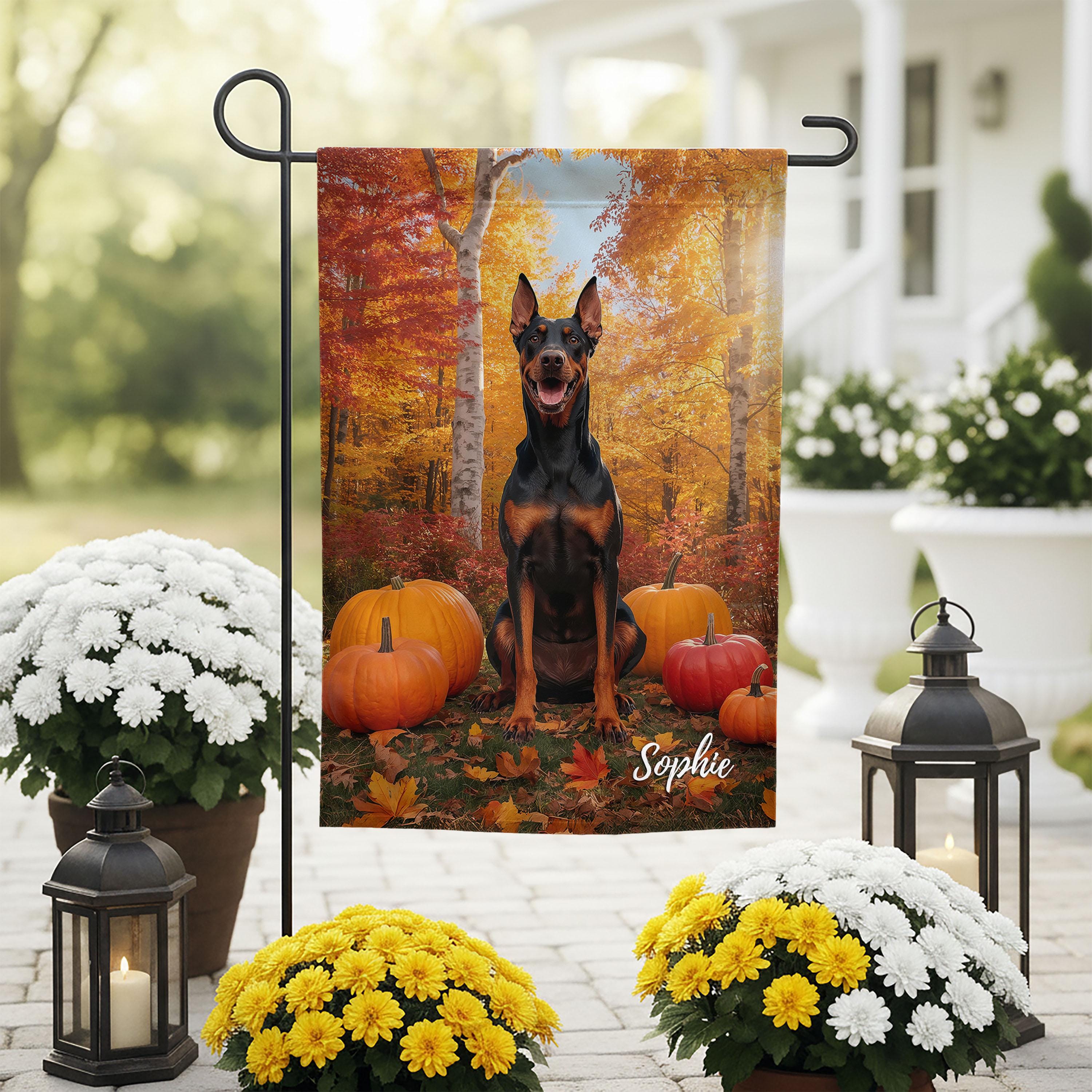 Doberman Pinscher Personalized Garden Flag, Custom Dog Art
