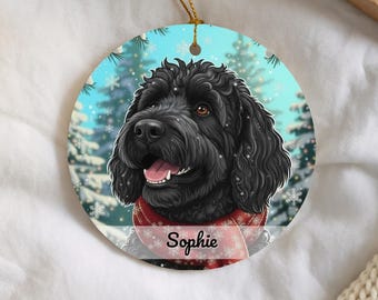 Black Goldendoodle Ornament, Personalized Dog Christmas Gift, Festive Pet Holiday Keepsake