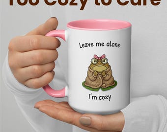 Taza divertida de rana "Déjame en paz, estoy cómodo" / Taza de café acogedora / Regalo de rana adorable / Taza sarcástica / Taza con estética invernal / Regalo para ella