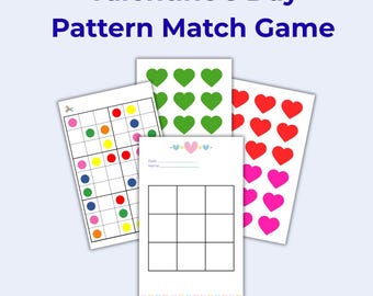 Juego de emparejamiento de corazones para San Valentín / Imprimible para preescolar (PDF)