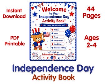 4th of July Printable Busy Book Toddler Activities | Independence Day Patriotic Printable