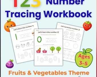 Number Tracing Printable, Preschool Math Worksheets, Counting 0-10, Homeschool Activity Book, Kindergarten Prep