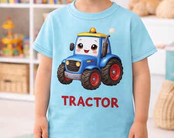 Camiseta infantil con tractor – Camiseta con un vehículo agrícola sonriente para niños pequeños