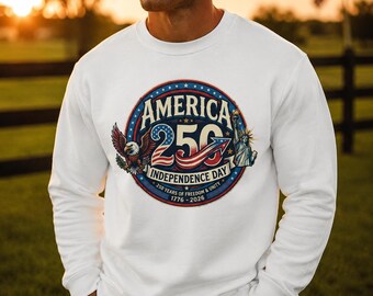 Vintage Patriotic Crewneck, 250th America Sweatshirt Men 1776-2026, July 4 2026 Independence Day Gift USA Fleece