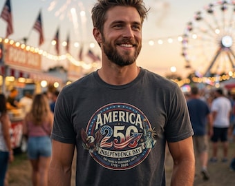 Men’s T-Shirt 250th America Independence Day, July 4 2026 Vintage USA Tee, American 1776–2026 Organic Cotton Gift