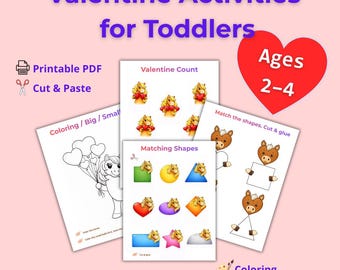 Actividades de San Valentín para niños pequeños / Hojas de trabajo sobre caballos de 2 a 4 años / Juegos de San Valentín imprimibles