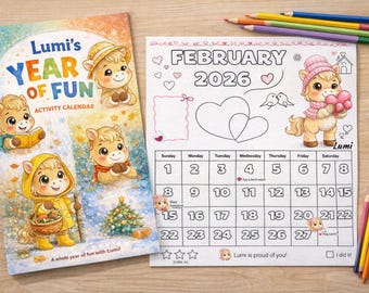 Calendario imprimible de actividades infantiles 2026 - El año de la diversión de Lumi