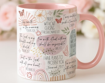 Christian Bible Verse Mug, Faith-Based Coffee Cup With Scripture, Inspirational Religious Gift For Her, Sunday Morning Prayer Mug