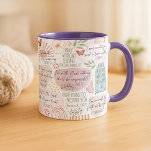 Christian Bible Verse Mug, Faith-Based Coffee Cup With Scripture, Inspirational Religious Gift For Her, Sunday Morning Prayer Mug image 11