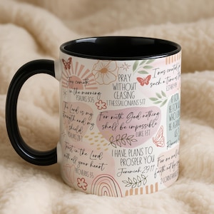 Christian Bible Verse Mug, Faith-Based Coffee Cup With Scripture, Inspirational Religious Gift For Her, Sunday Morning Prayer Mug image 5