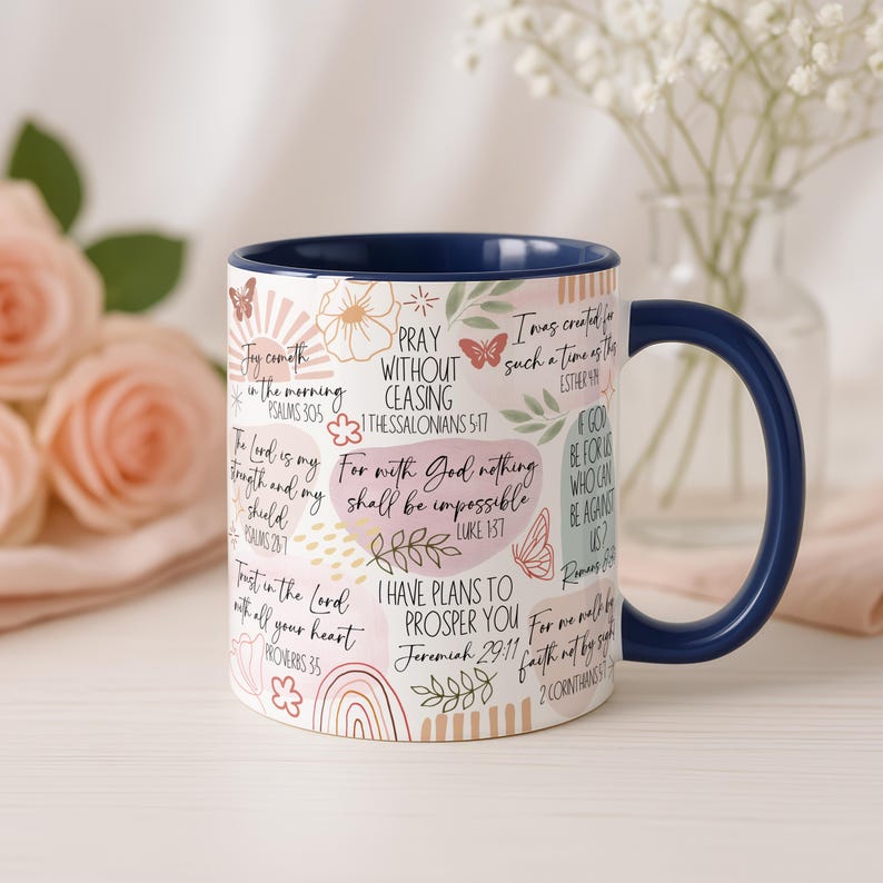 Christian Bible Verse Mug, Faith-Based Coffee Cup With Scripture, Inspirational Religious Gift For Her, Sunday Morning Prayer Mug image 12