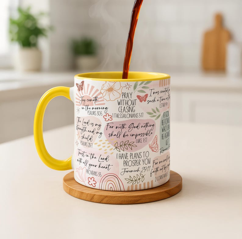 Christian Bible Verse Mug, Faith-Based Coffee Cup With Scripture, Inspirational Religious Gift For Her, Sunday Morning Prayer Mug image 9