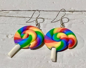 Lollipop Candy colorful swirl earrings (e259)