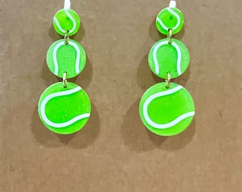 Tennis earrings- green, sports, games (e260)