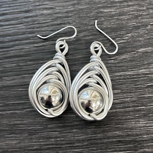 Wire Wrapped Aluminum Earrings – Sterling Silver Ear Wire