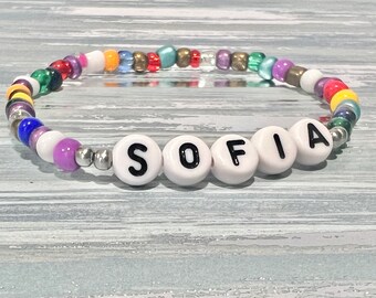 Custom Name Bracelet/Personalized Gift/Beaded Bracelet/ Glass sead beads/Alphabet Letters (CB2)