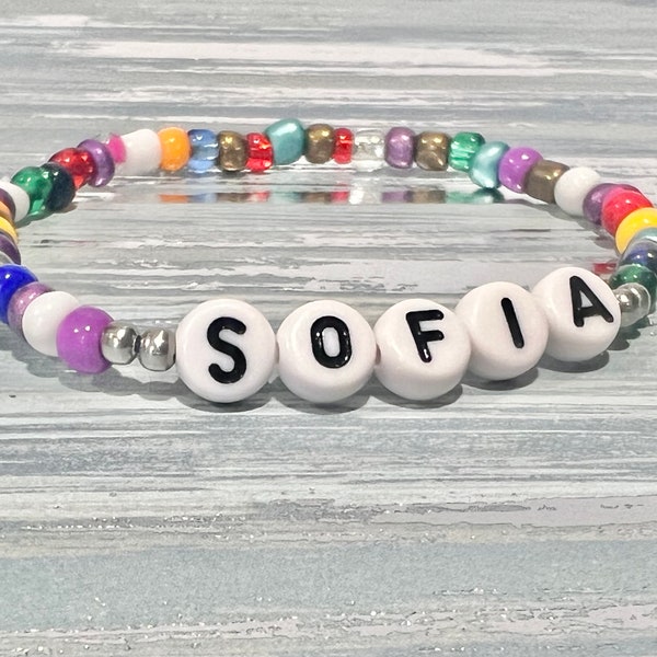 Custom Name Bracelet/Personalized Gift/Beaded Bracelet/ Glass sead beads/Alphabet Letters (CB2)