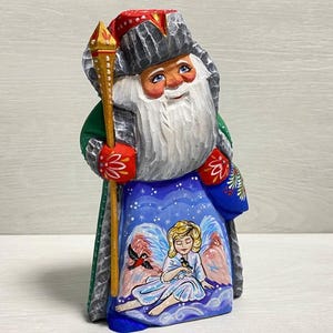 Handmade Ded Moroz, Wooden Santa Claus, Carved Figurine Grandfather Frost